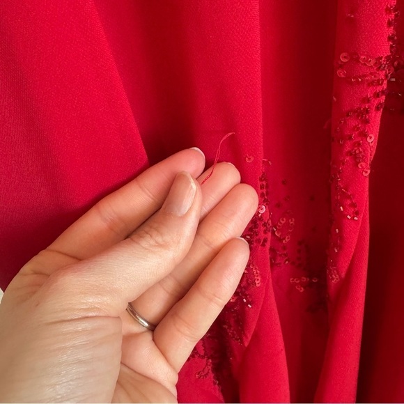 VTG Y2K Xcape Womens 10 Maxi Dress Beaded Red Fairycore Boho Romantic Dainty - Picture 11 of 13